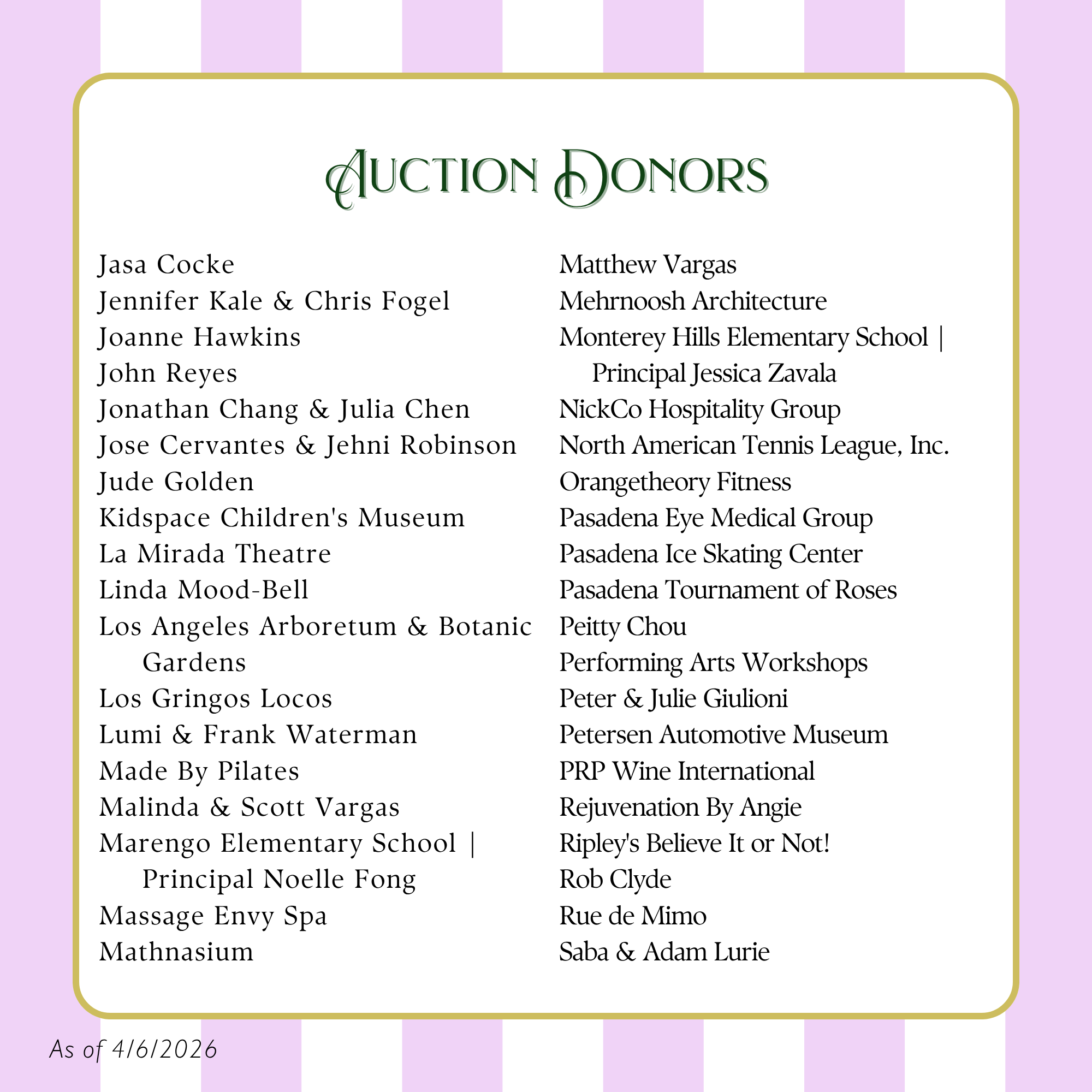 PG26 Auction Item Donation